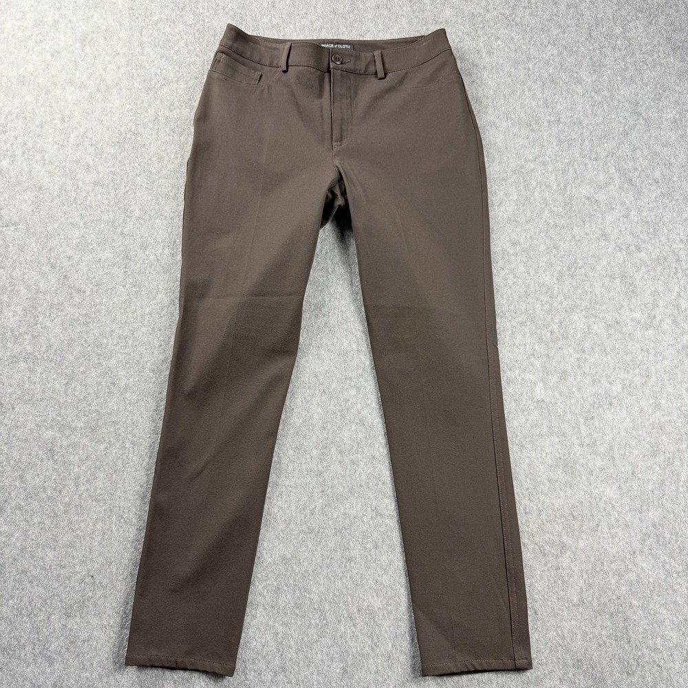 Peace Of Cloth Flat Front Pants‎ Womens Sz 4 Brown Zipper Made in NYC